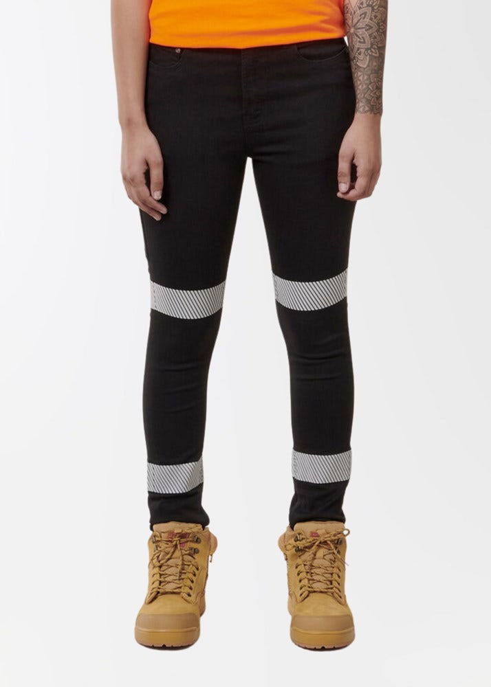 Women's taped stretch jeans she wear