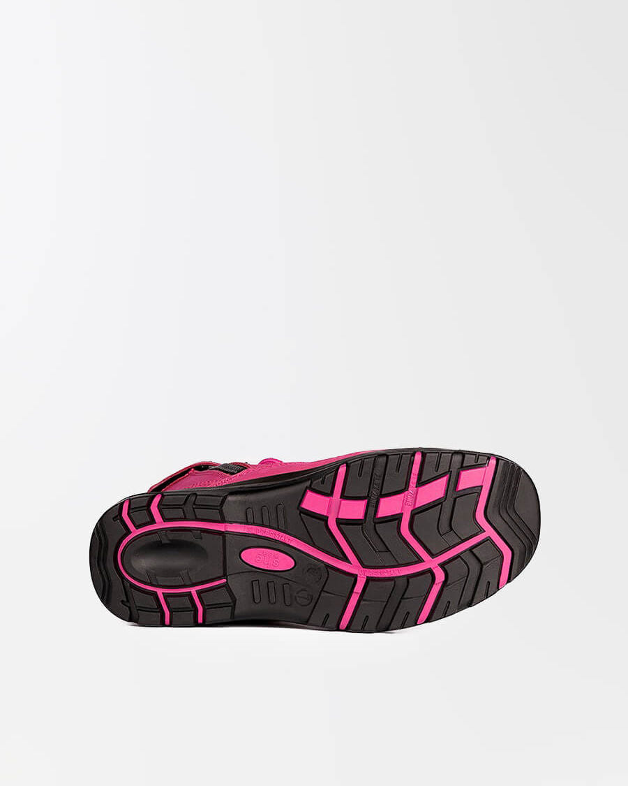 she wear women's safety work boots lace up pink