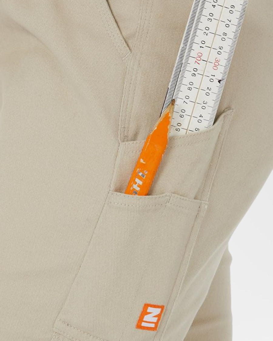 Deep technical pockets for ruler, pen, tools and more