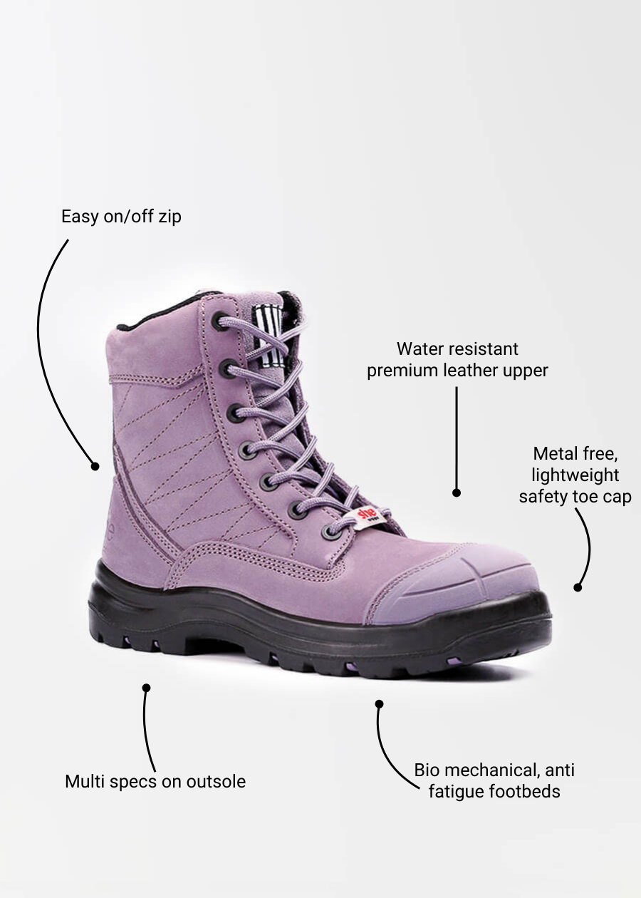Achieves: women's lightweight zip safety work boots