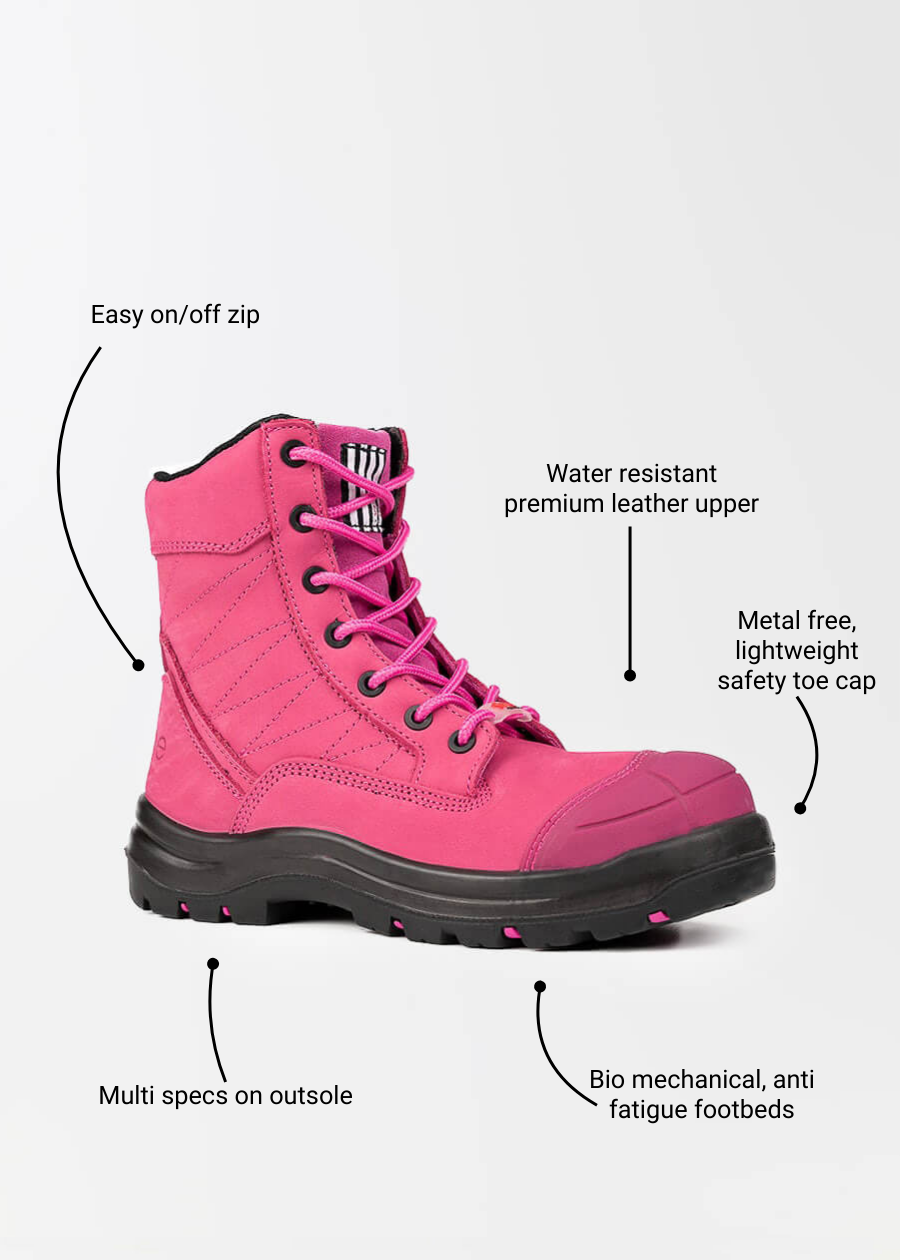 Achieves: women's lightweight zip safety work boots
