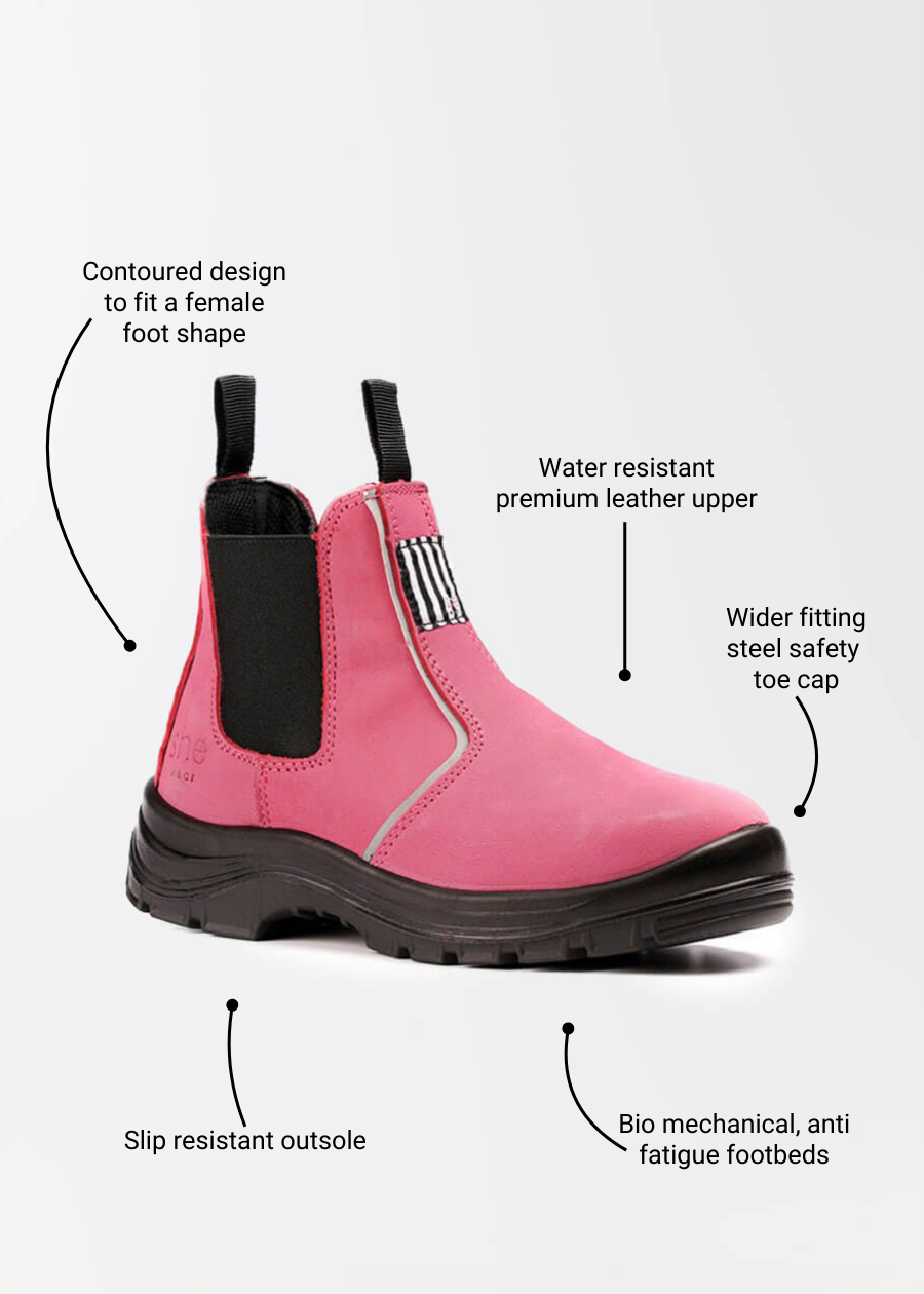 Inspires: women's pull on chelsea safety work boots