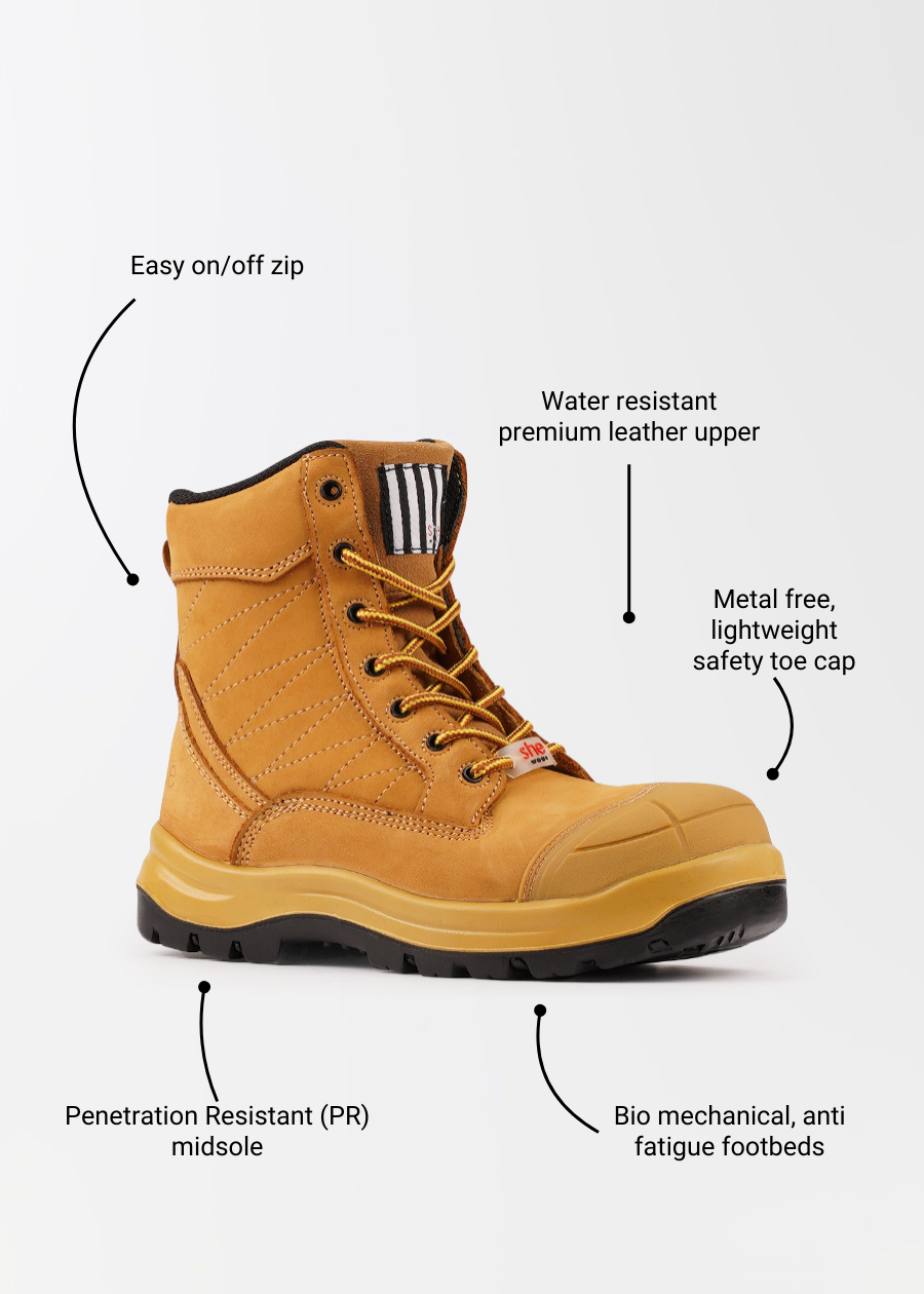 Excels: women's zip penetration resistant PR safety work boots