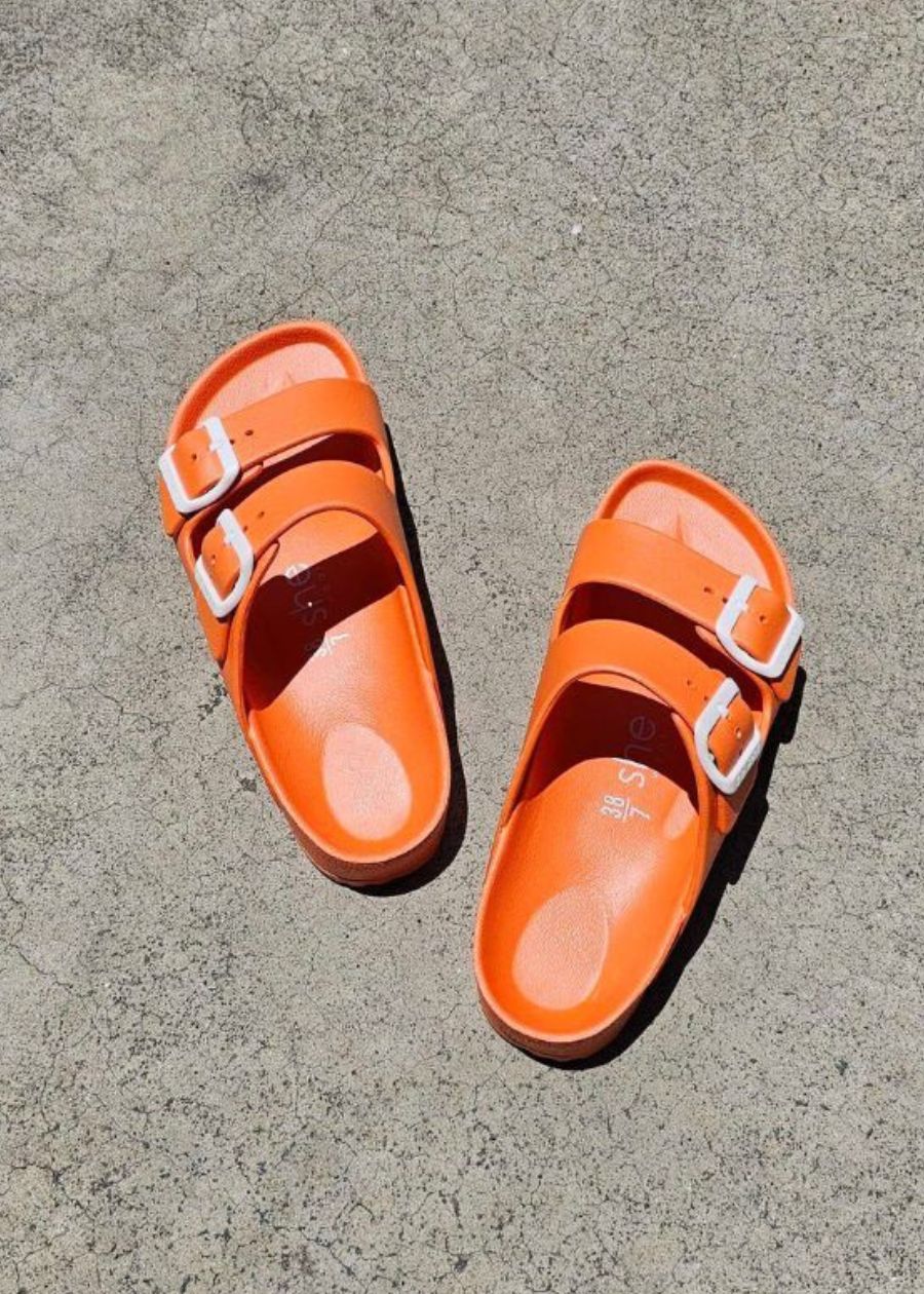 bright orange womens comfy slides