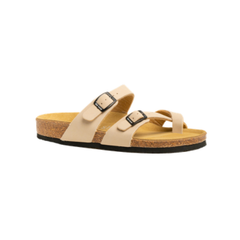 supportive slides for women in tan colourways