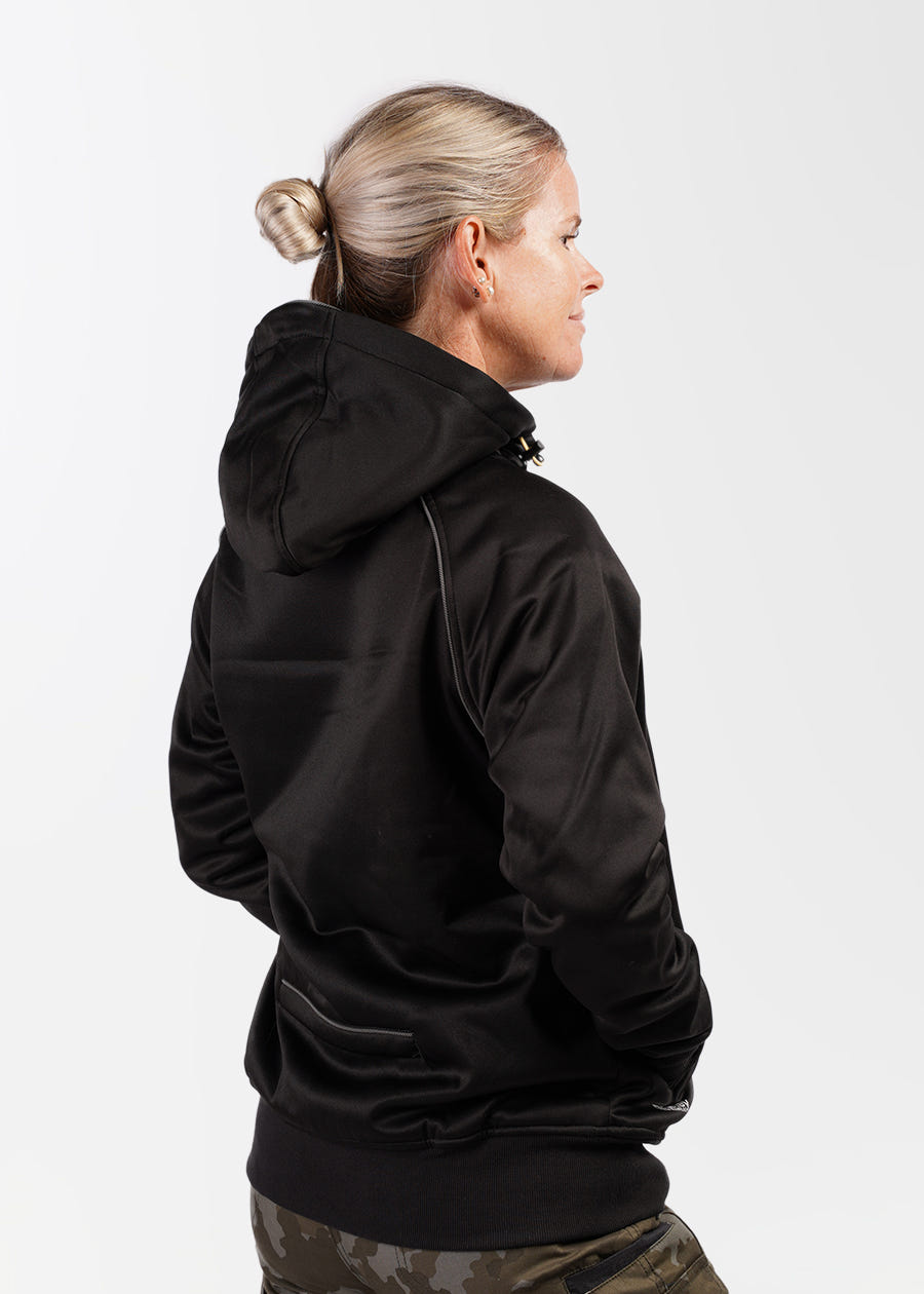 Women's fleece zip front hoodie with sherpa lining - she wear